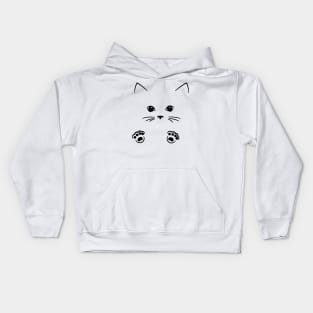 outline cat face drawing Kids Hoodie